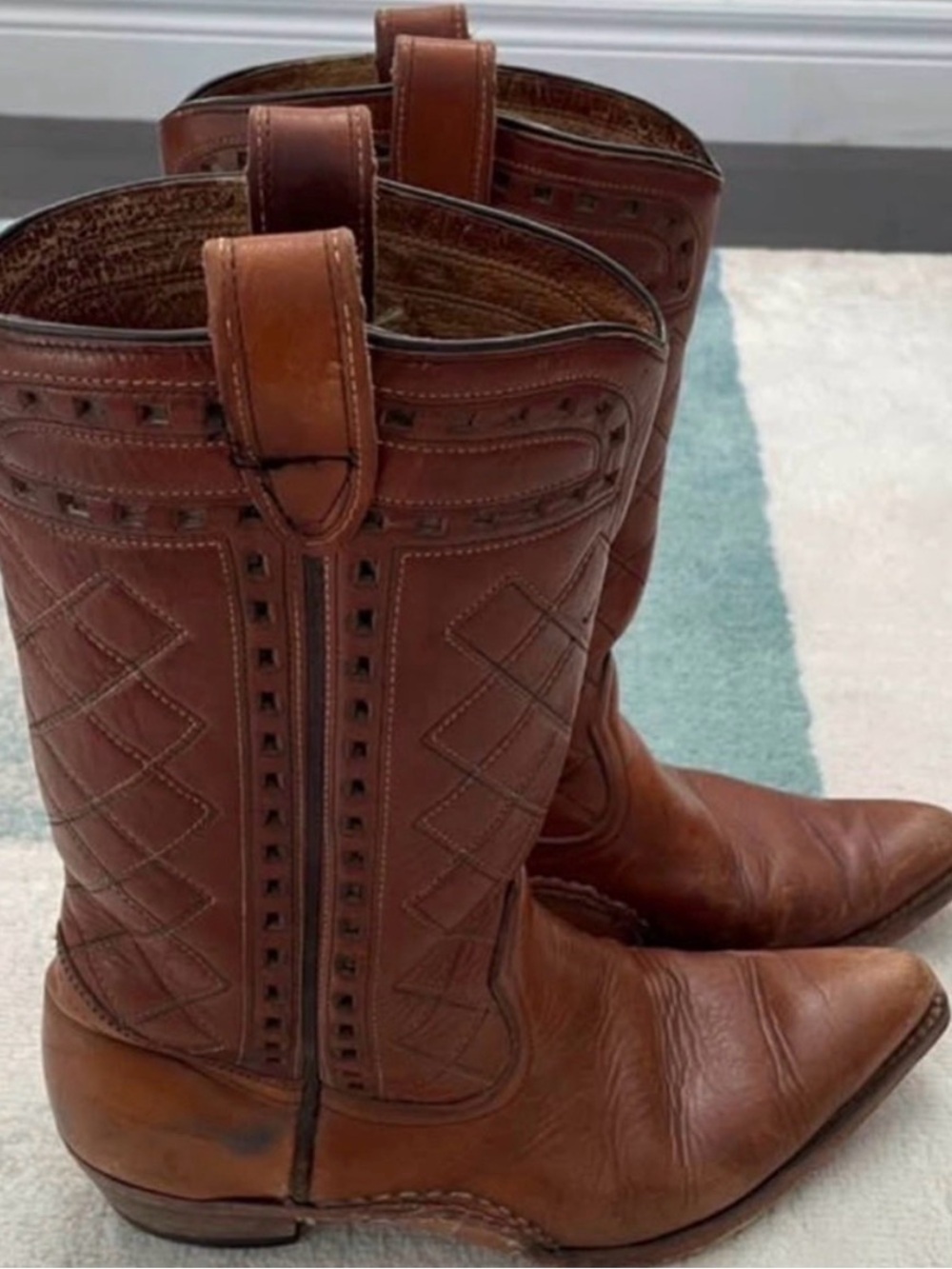 Men's Brown Leather Western Boots - Unbranded